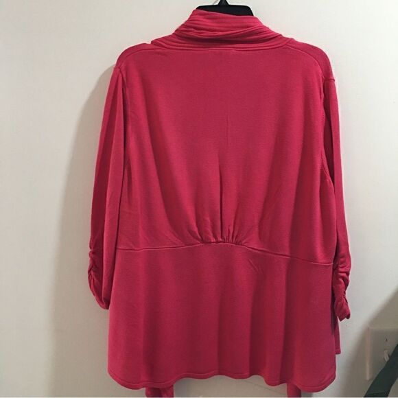 PLUS SIZE PINK CASCADE CARDIGAN - Picture 7 of 8